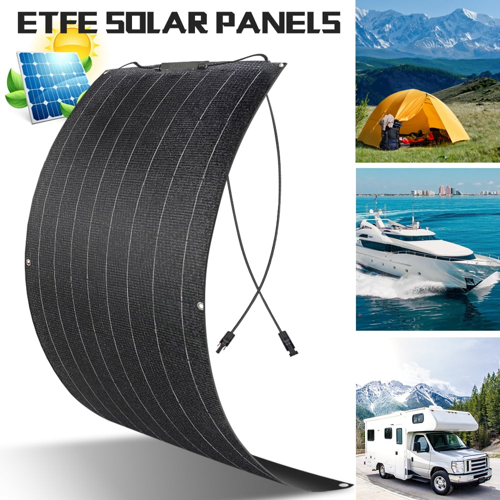 Flexible Solar Panel 100 Watt DFITO 12 Volt Monocrystalline Semi-Flexible Bendable Mono Off-Grid Charger for Marine RV Cabin Van Car Uneven Surfaces