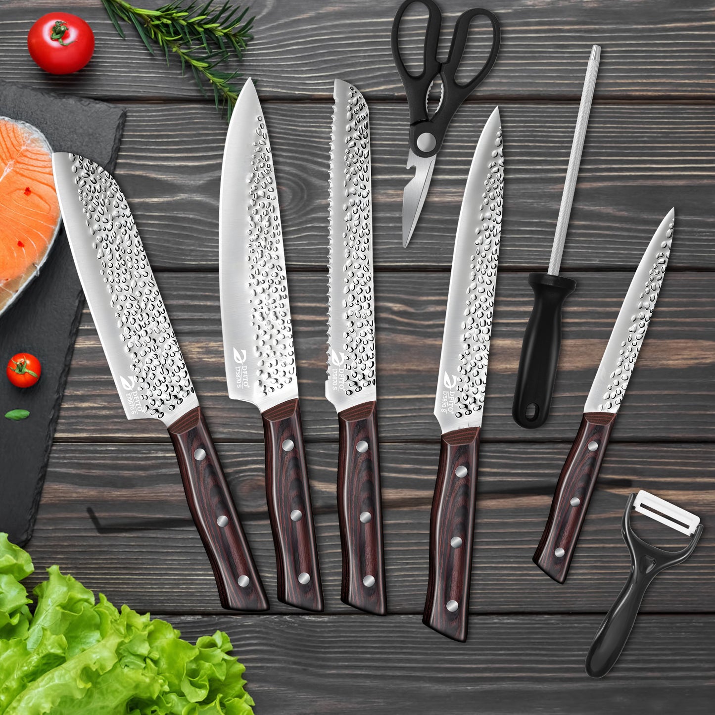 Chef Knife Set, 8Pcs Stainless Steel Kitchen Knife Set