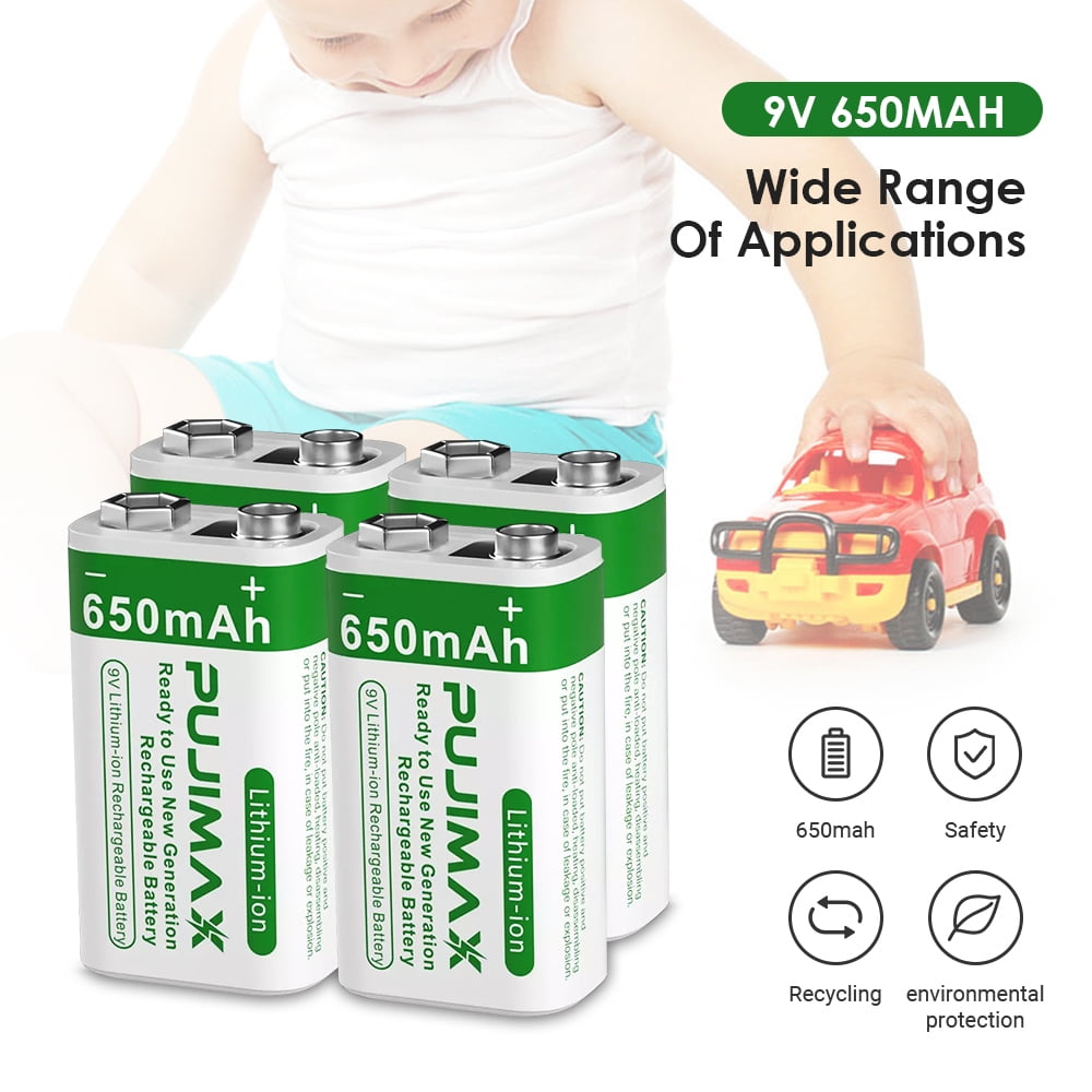9v rechargeable batteries 4-Pack,Zengest 650mAh 9 Volt Battery