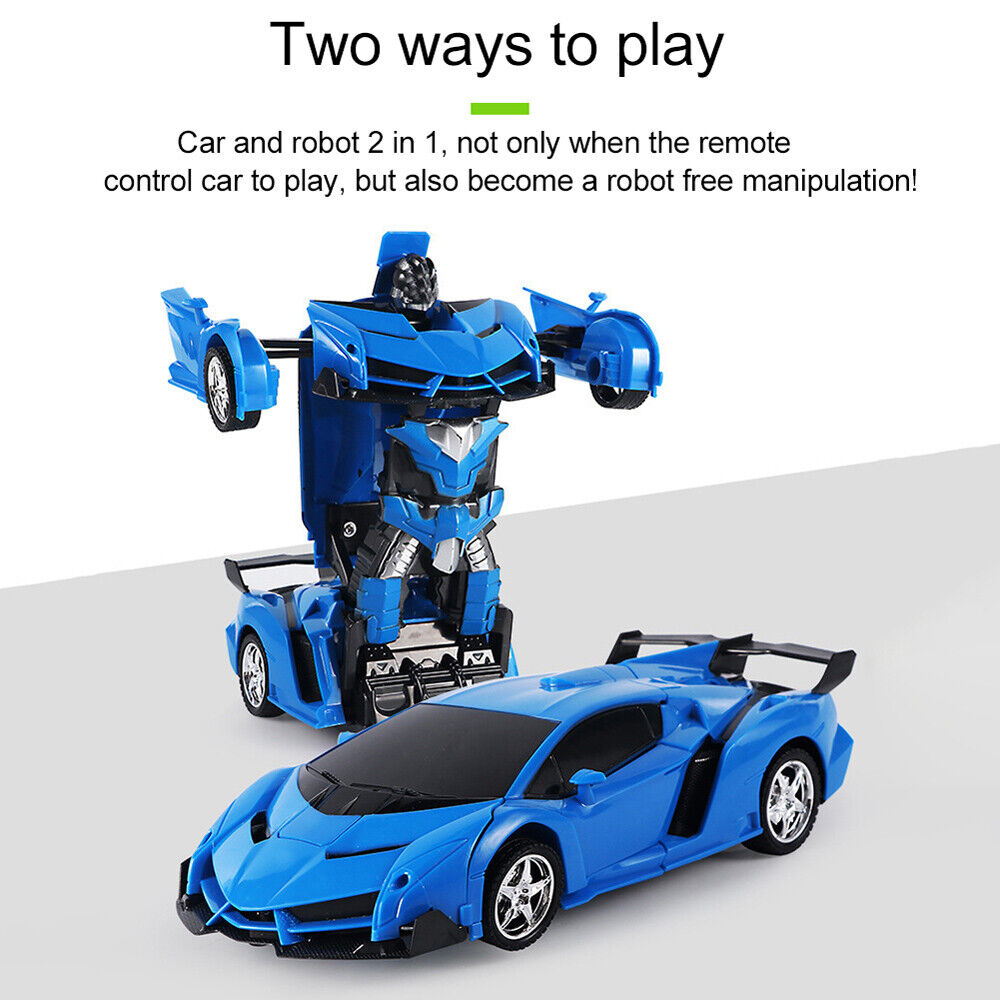 Remote Car Sport Transformer RC Robot Controller 2 IN 1 Kids Toy Toddler Gift for Forward Reverse Left/Right Vehicle Mode and Robot Mode,Blue