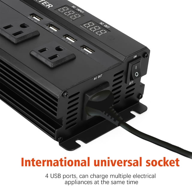 Inverter, DFITO 600W Car Power Inverter Dc 12V/24V to 110V Ac Converter, with Dual Ac Outlet and 4 USB Car Charger for Camping/ Road Trips/ Outdoor Work
