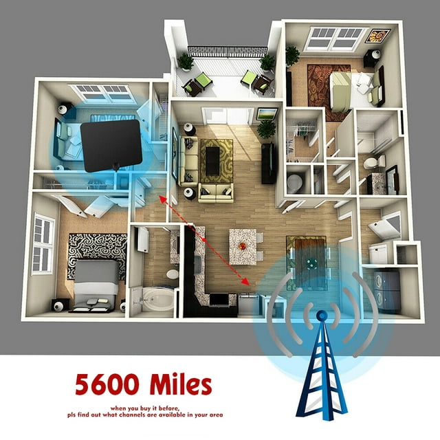 TV Antenna Smart Digital HD Indoor,DFITO Antenna Amplifier 500Miles Range - Support 4K 1080p - Outdoor Signal Booster for Local Channels