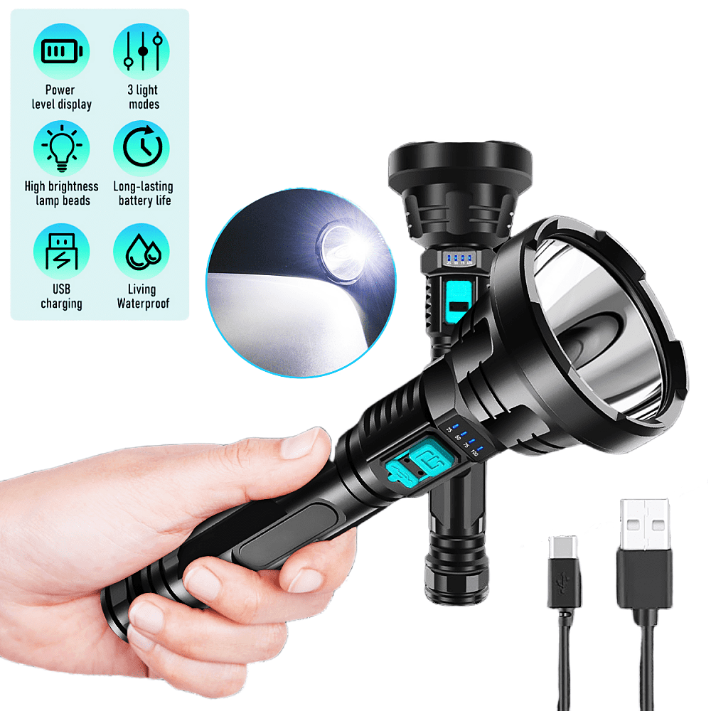 2 Pack Flashlight Super Bright High 90000 Lumens LED USB Rechargeable Torch