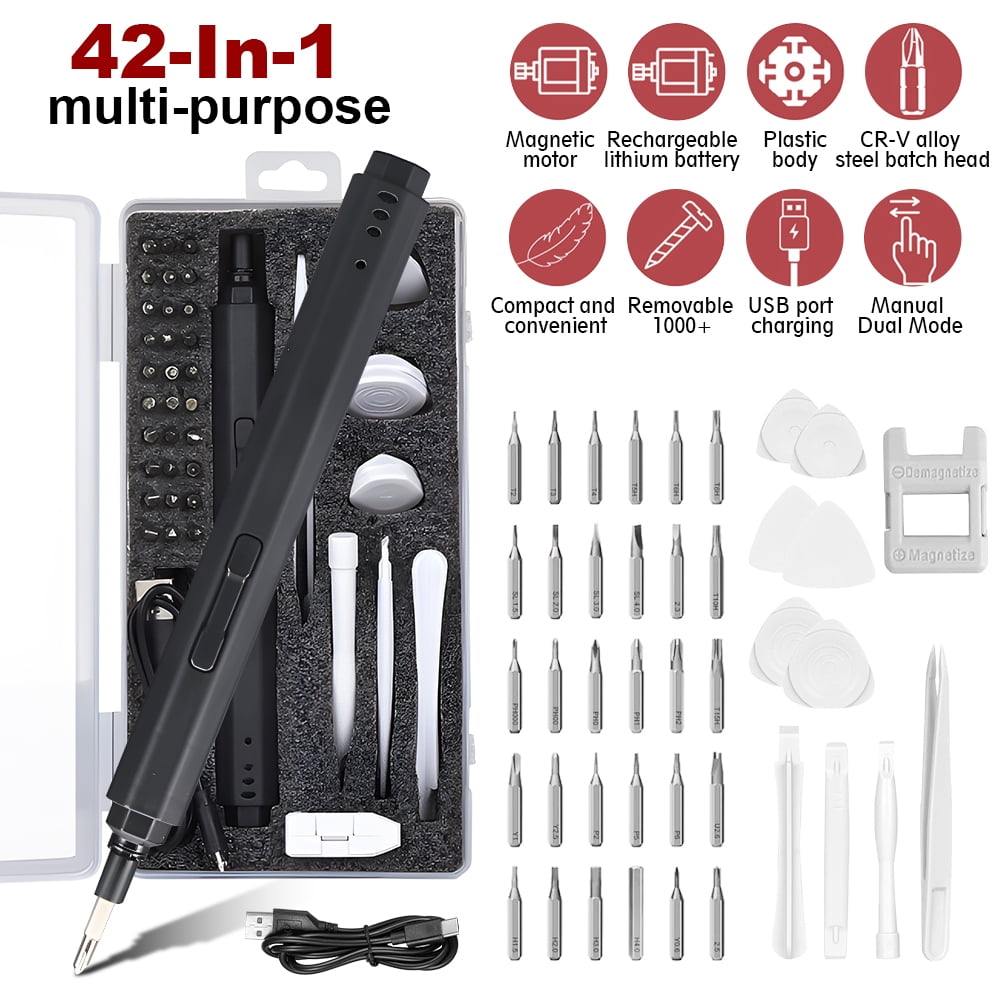 Mini Electric Screwdriver,DFITO 45 in 1 Small Electric Screwdriver Cordless - Rechargeable Portable Repair Tool Kit for Electronics Laptops Glasses Clocks
