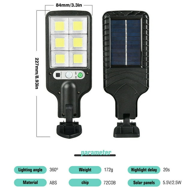 DFITO Solar Street Light, Outdoor Lamp Parking Lot Lights LED Solar Power Street Light Home Solar Lighting Dusk to Dawn W/Sensor Solar Lights for Garden Patio Street Basketball Court