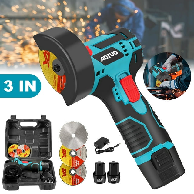 Cordless Grinder,DFITO Brushless Angle Grinder Kit w/ 2x 4500mAh Batteries & 3 Pcs Disc,12V 13000RPM Mini Angle Grinder for Metal Cutting,Grinding