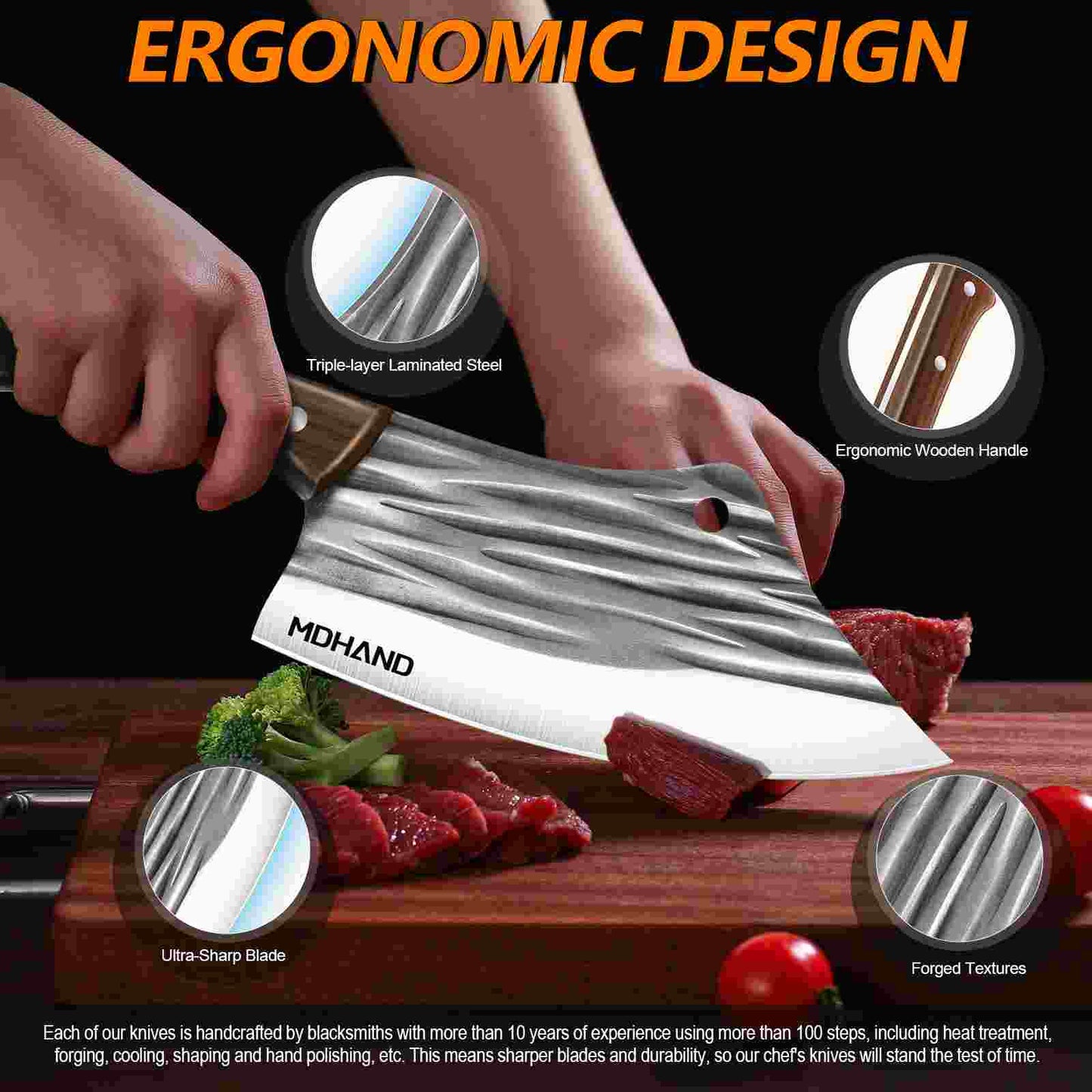7 Inch High Carbon Stainless Steel Sharp Kitchen Knife with Ergonomic Handle