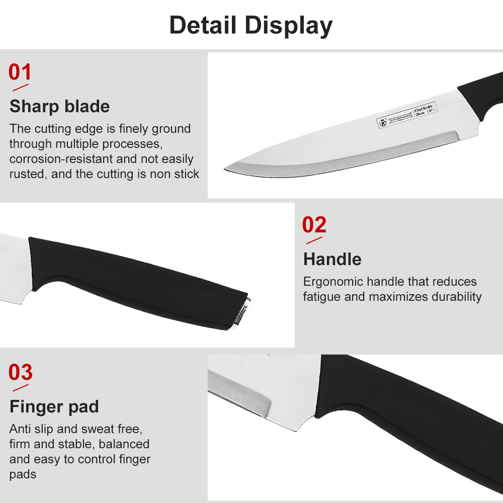 Kitchen Knife Set, 9-Pieces Sharp Stainless Steel Chef Knife Set with Block for Kitchen