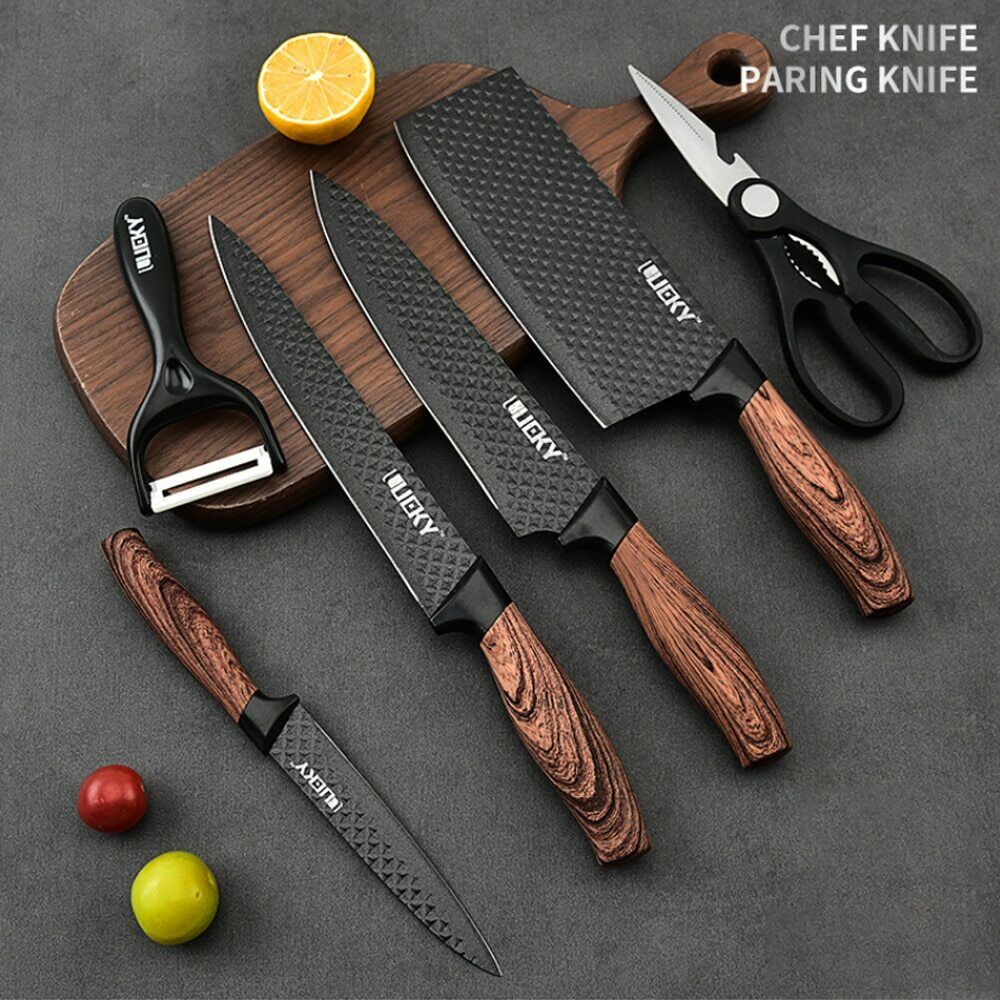 6 Pcs Kitchen Knife Set, Professional Chef Knife Set, Stainless Steel Knife Set with Gift Case