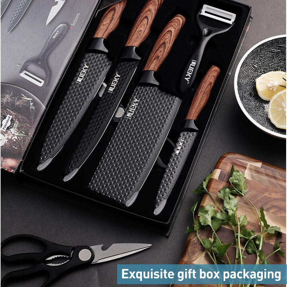 6 Pcs Kitchen Knife Set, Professional Chef Knife Set, Stainless Steel Knife Set with Gift Case