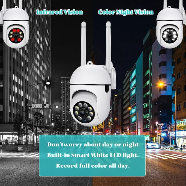 DFITO Security Cameras, 2.4Ghz Wireless Wifi Waterproof Surveillance Camera, IR Night Vision, Motion Detection, Home Security Camera for Outdoor/Indoor