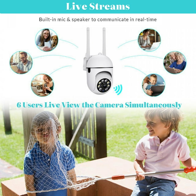 DFITO Security Cameras, 2.4Ghz Wireless Wifi Waterproof Surveillance Camera, IR Night Vision, Motion Detection, Home Security Camera for Outdoor/Indoor