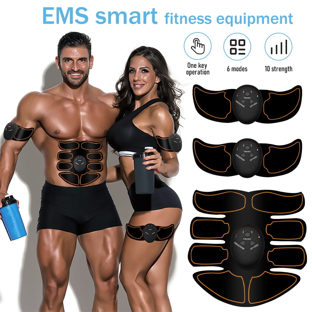 DFITO Abs Stimulator, Rechargeable Electric Muscle Toner for Men Women Abdominal Work Out, Wireless Portable to-Go Gym Device, Fitness Equipment, Black