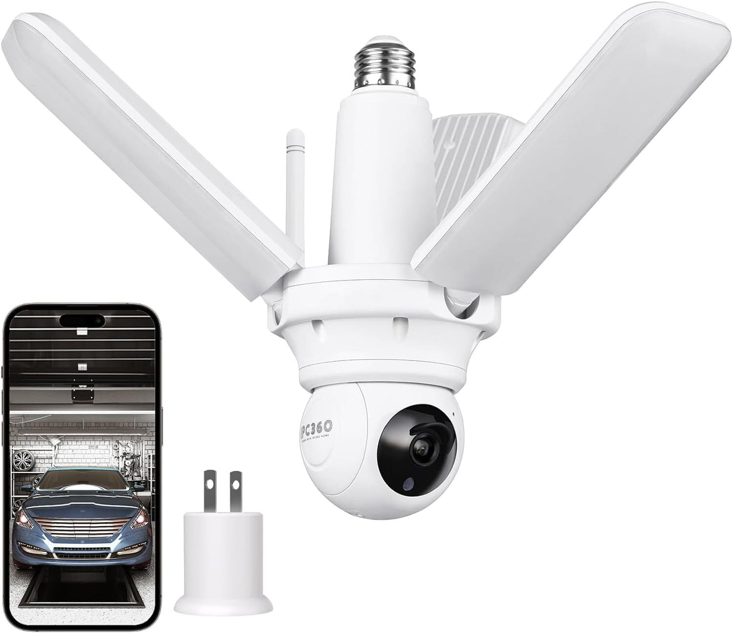 LED Garage Light with Camera,DFITO Smart Security Garage Light , Screw-in E26 Base, Motion Sensor, Two-Way Audio