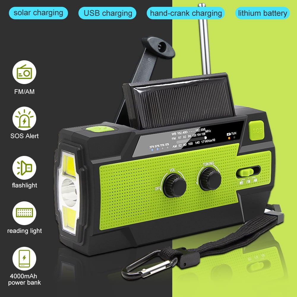 Solar Emergency Radio, DFITO Hand Crank Solar Radio W/Reading Lamp, LED Flashlight, Cell Phone Charger,SOS Alarm for Household Outdoor Survival