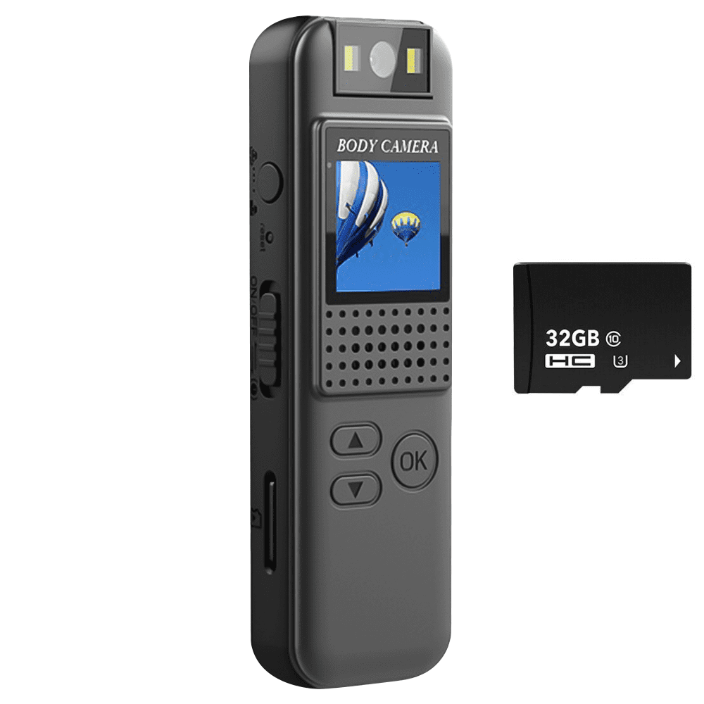 DFITO Mini Body Camera Video Recorder Built-in 32GB Memory Card,Loop Record HD 1080P, 4 HR Battery Life, for Cycling Home Office Security