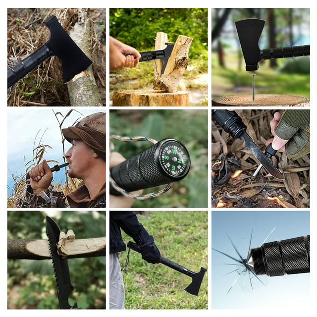 Camping Hatchet Set, DFITO Extensible Camping Hatchet with Hammer Fire Starter Compass