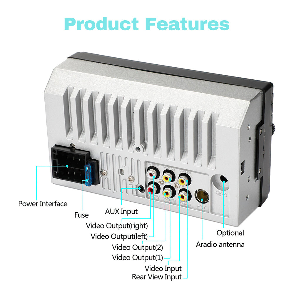 7inch Double Din Car Stereo,DFITO Car Stereo Double Din Bluetooth Car Radio,Car MP5 Player 2 Din HD Touch Screen FM Radio Audio Receiver