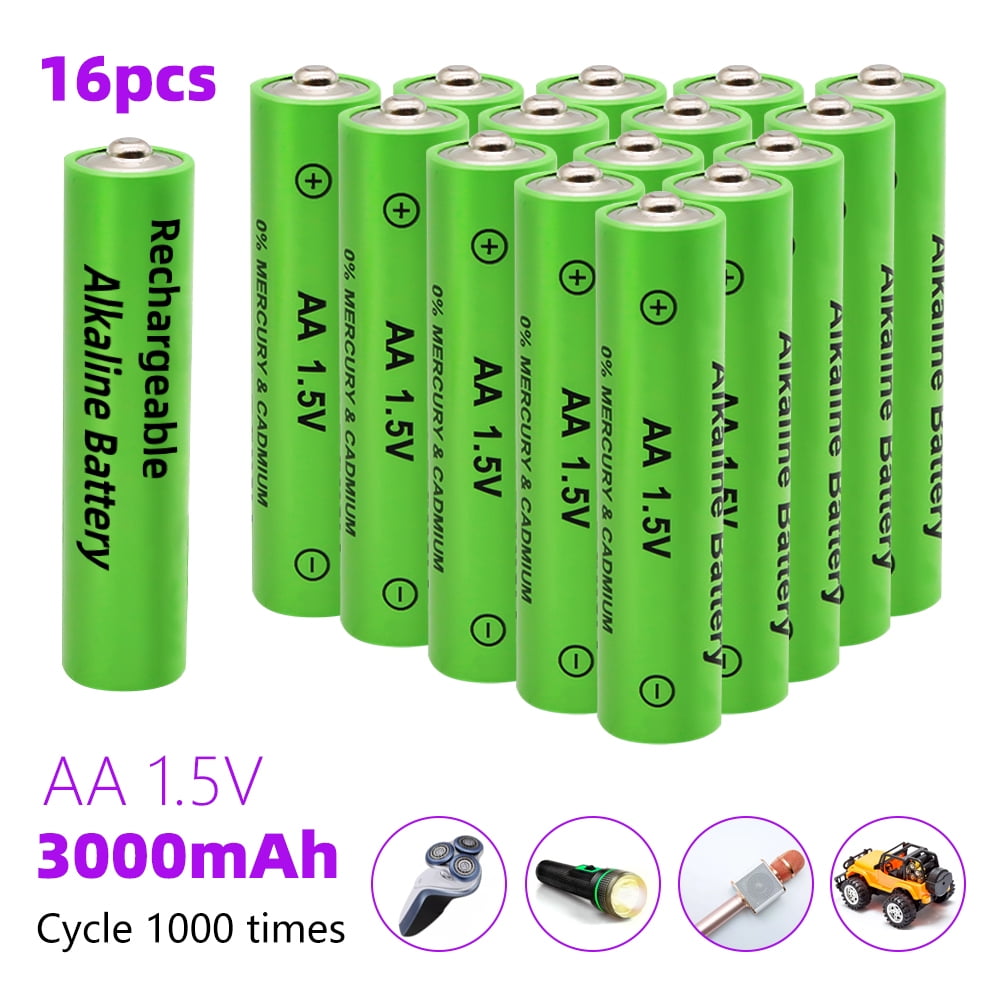 DFITO 16-Pack Rechargeable AAA Batteries Pre Charged, Alkaline 1.5V 600mAh Triple A Solar Batteries for Solar Lights and Universal Household Devices, Recharge up to 1200 Cycles