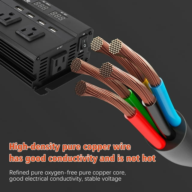 Inverter, DFITO 600W Car Power Inverter Dc 12V/24V to 110V Ac Converter, with Dual Ac Outlet and 4 USB Car Charger for Camping/ Road Trips/ Outdoor Work