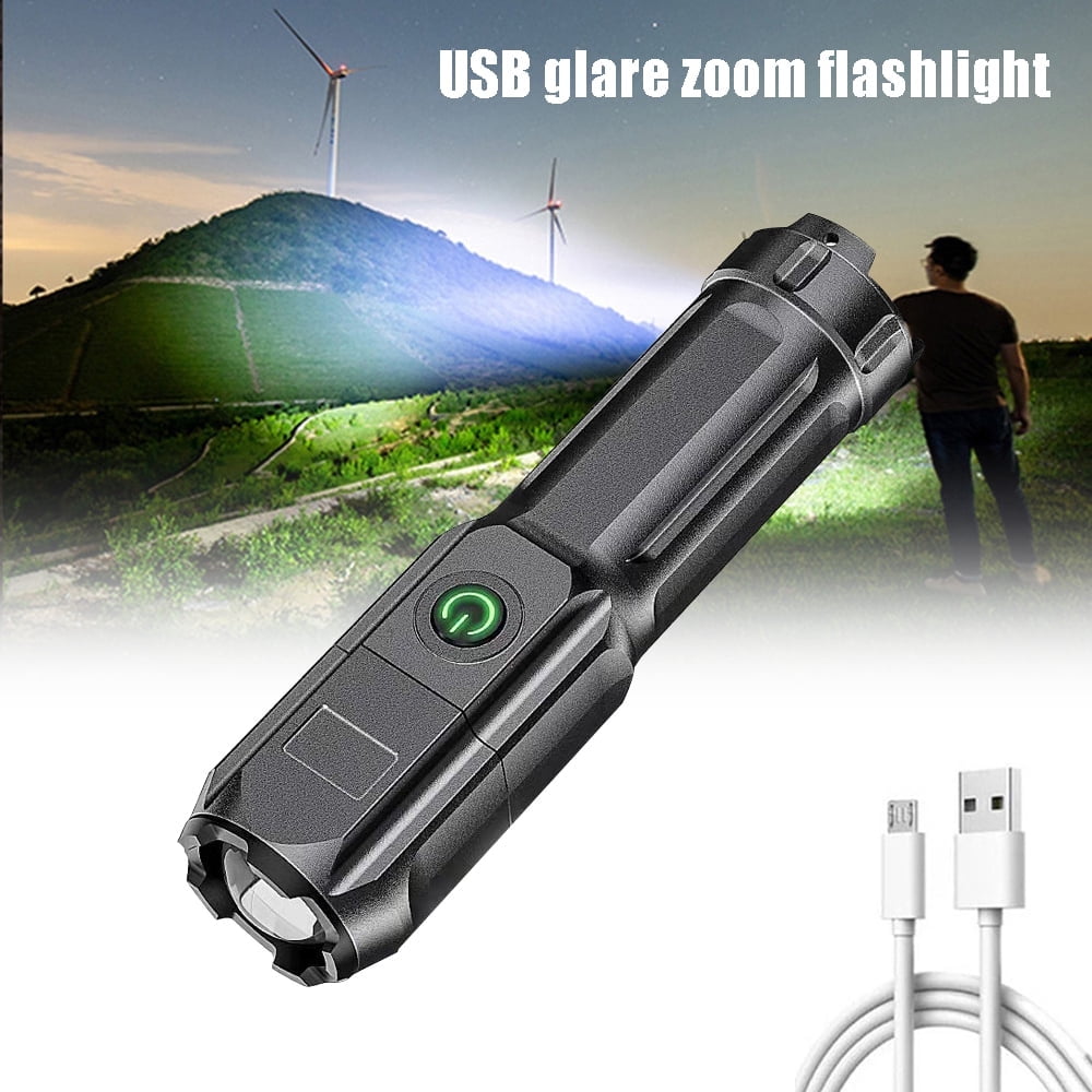 Super Bright USB Led Flashlight Rechargeable Tactical Flashlights Torch Zoom