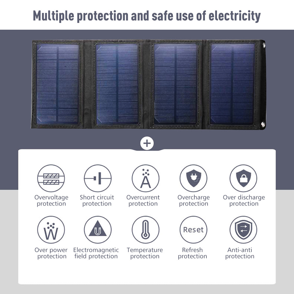 DFITO 100 Watts 10 Volts Monocrystalline Solar Panel Foldable USB Solar Panel Power Bank for Camping Hiking