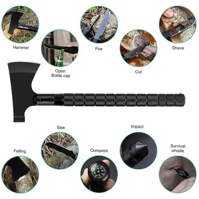 Camping Hatchet Set, DFITO Extensible Camping Hatchet with Hammer Fire Starter Compass