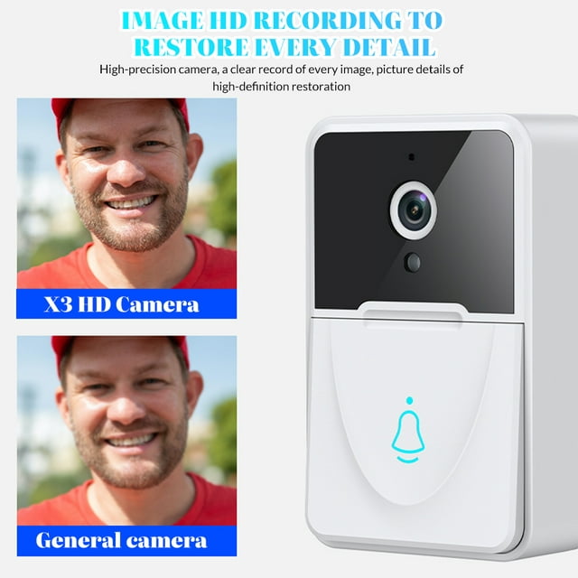 DFITO Wifi Wireless Doorbell Camera, Wireless Waterproof HD Wireless Smart Video Doorbell with Camera Night Vision, White