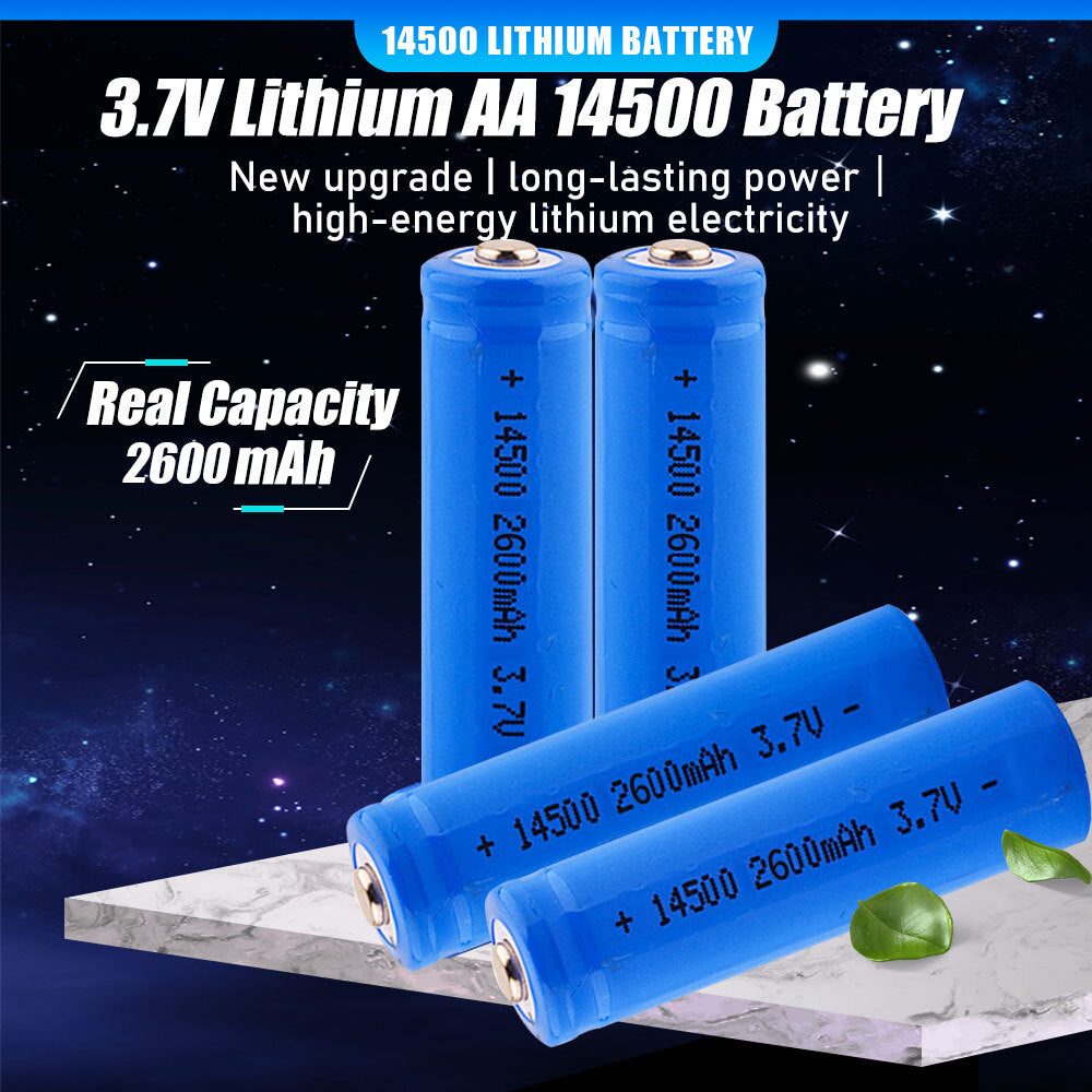 DFITO 14500 Rechargeable Battery 3.7 Volt 2600mAh Long-Lasting for (8 Pack)
