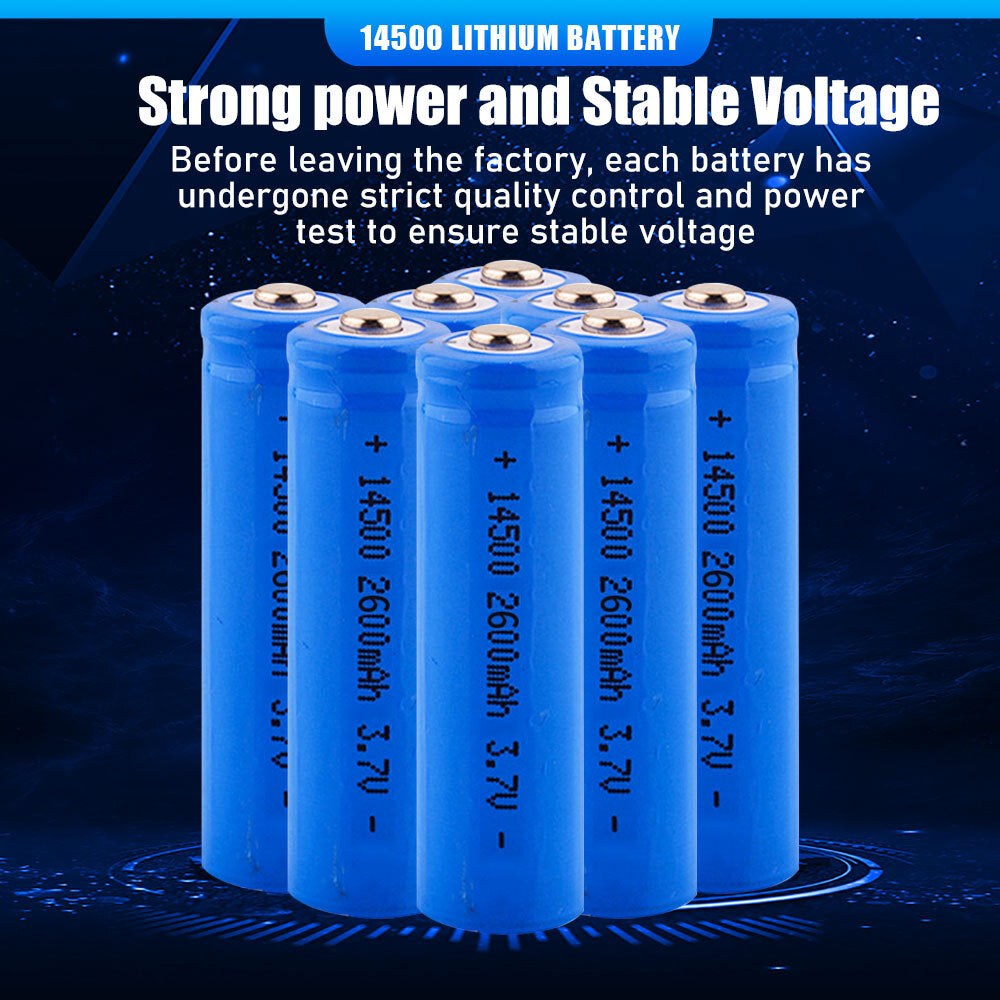 DFITO 14500 Rechargeable Battery 3.7 Volt 2600mAh Long-Lasting for (8 Pack)