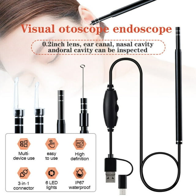 DFITO LED Ear Endoscope HD Otoscope Ear Wax Cleaning Camera Tool Cleaner Removal Kit Earwax Remover Tool Wireless Wifi Ear Cleaning Camera