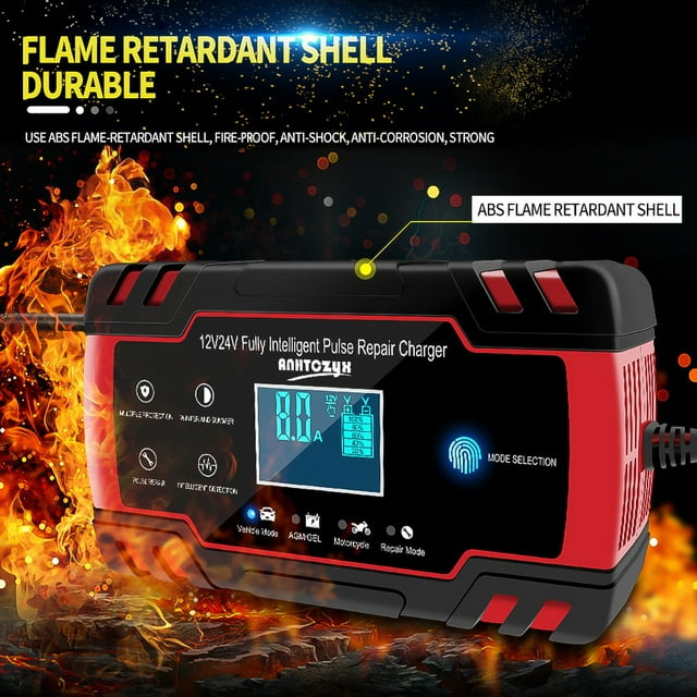 Fully Automatic Battery Charger, DFITO AC DC 12V/8A 24V/4A Trickle Battery Charger, Power Battery Maintainer for Car, Automotive, Vehicle, Motorcycle