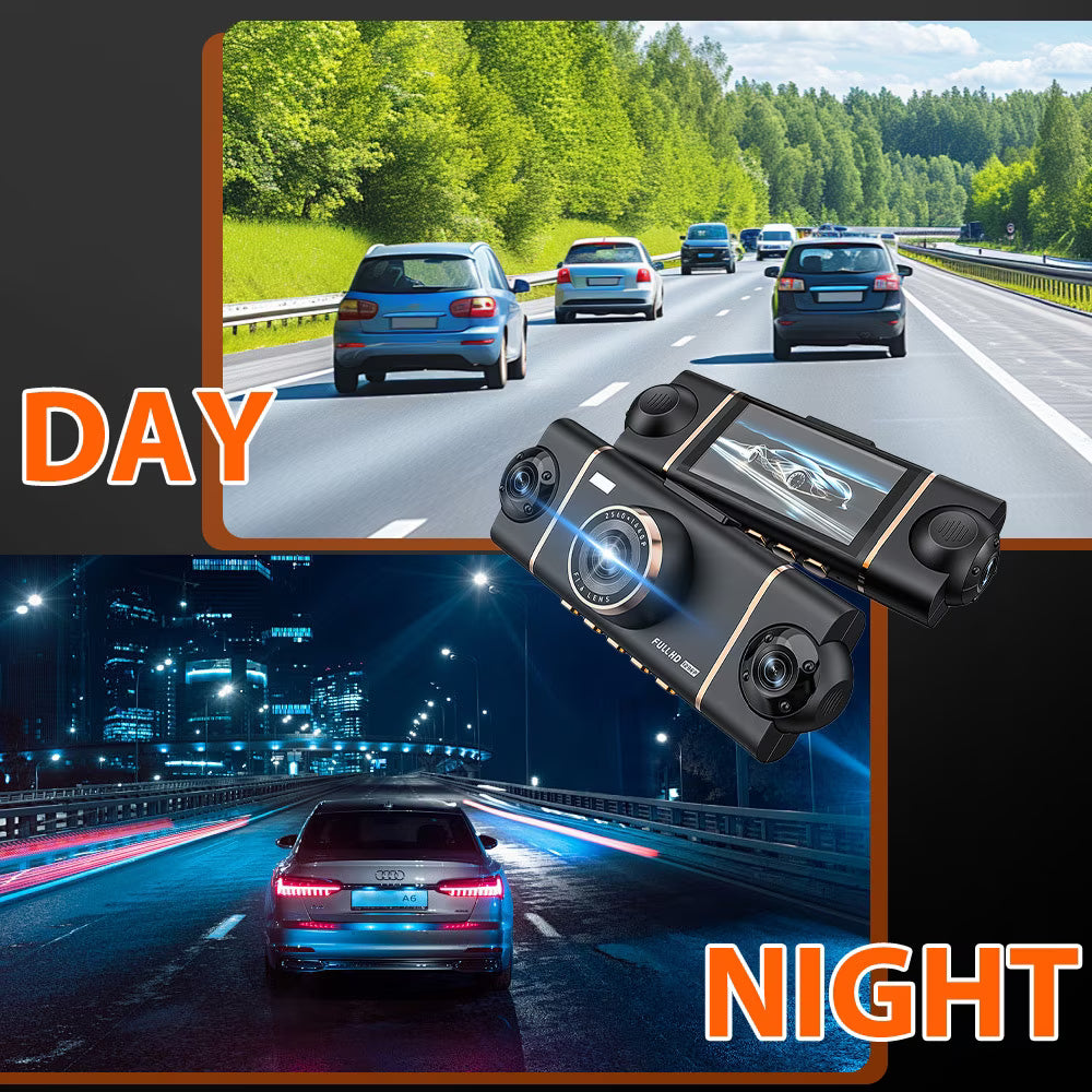 DFITO 4-ChannelDash Cam Front and Rear Inside, 1080P Dashcam for Cars, 8 IR Night Vision, APP & WiFi Supported, 24H Parking Mode