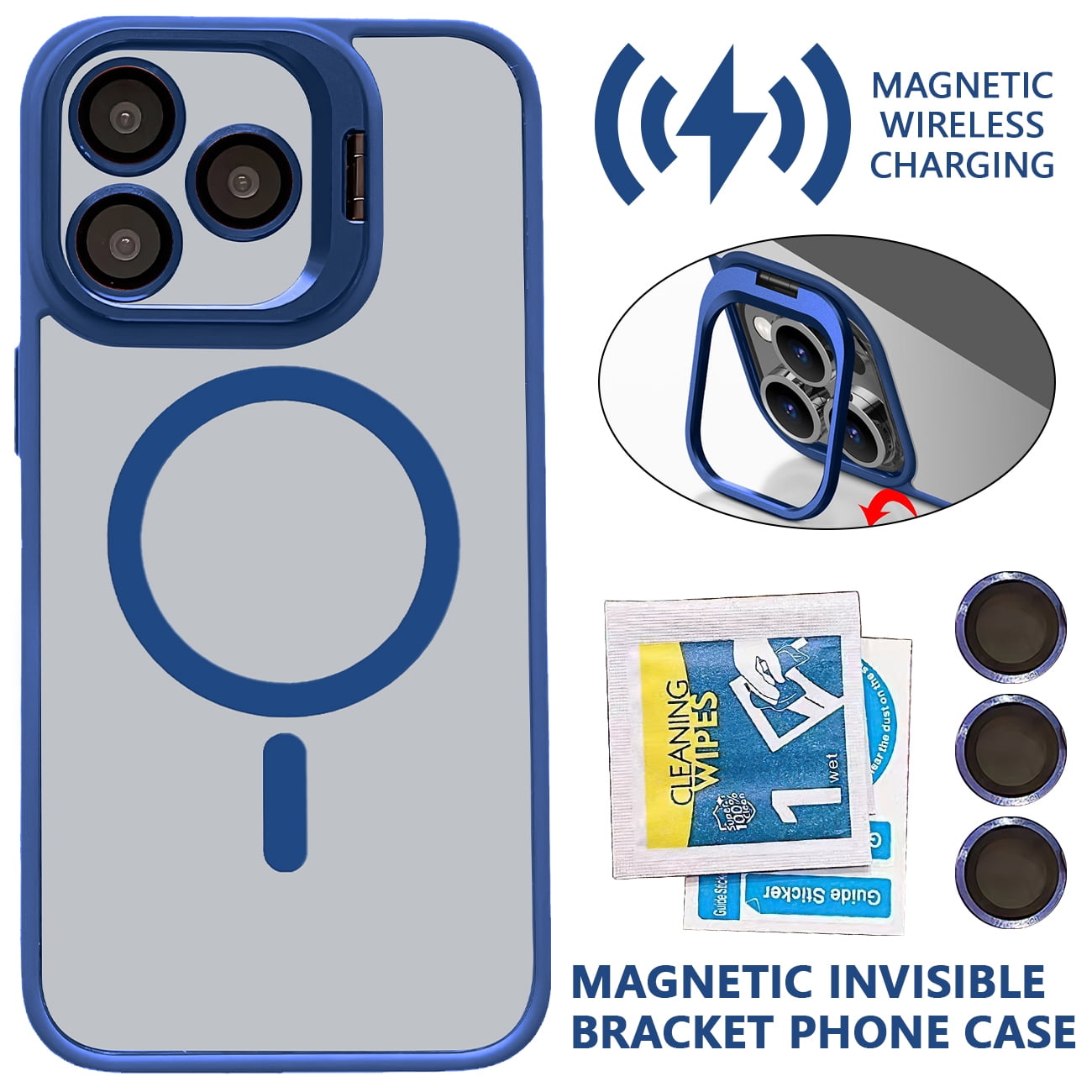iPhone 15 Pro Case,DFITO iPhone 15 Pro Cover Shockproof Heavy Duty Protective Phone Case with Kickstand for iPhone 15 Pro, Blue