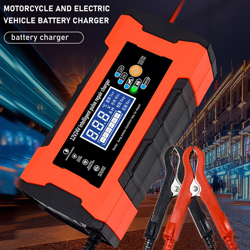 DFITO Car Battery Charger,12V and 24V Fully Automatic Smart Battery Charger,Trickle Charger,Battery Desulfator for Car Truck Motorcycle
