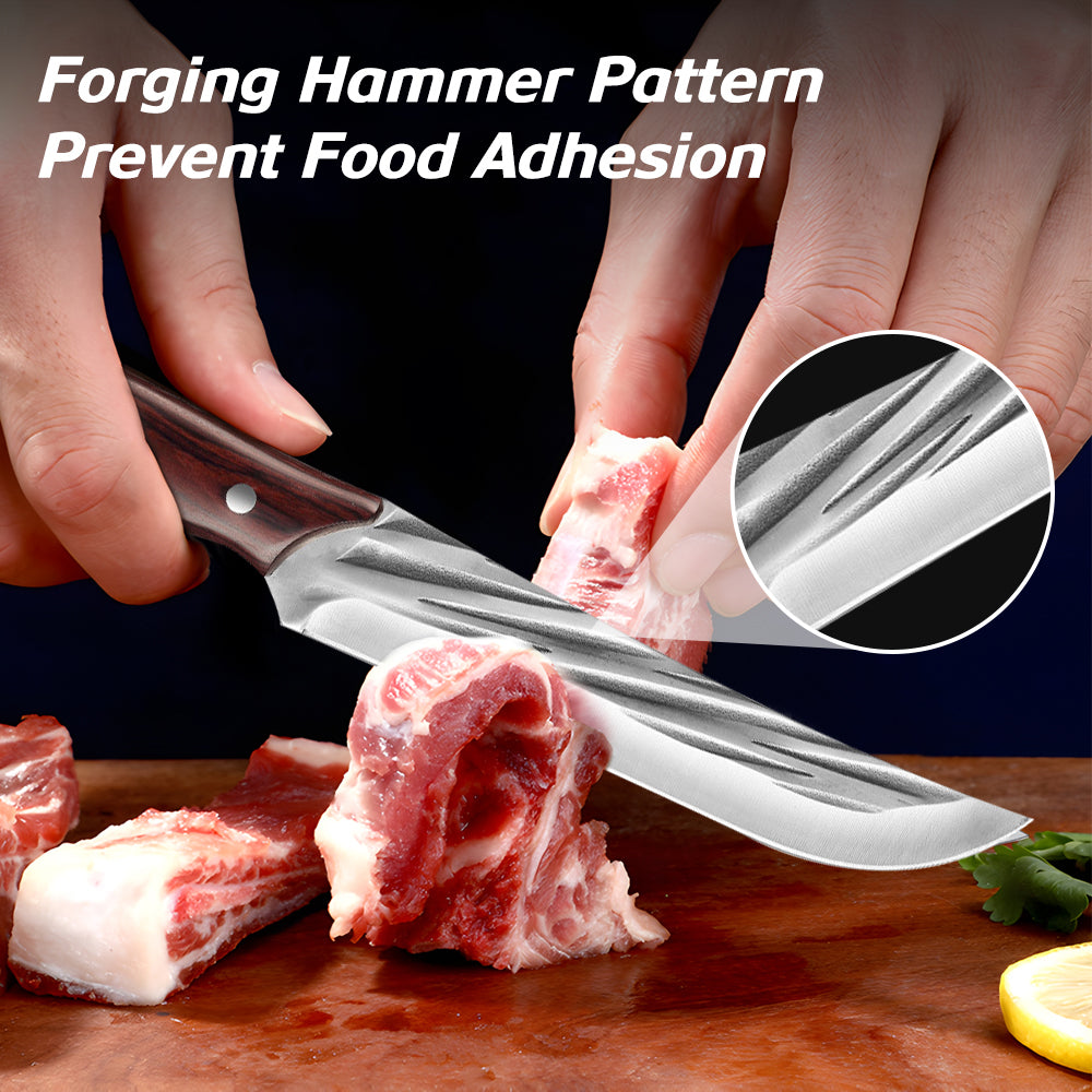 3PCS Butcher Knife Set Hand Forged chef knife Boning Knife,DFITO High Carbon Steel Meat Cutting Knife for Kitchen Camping BBQ