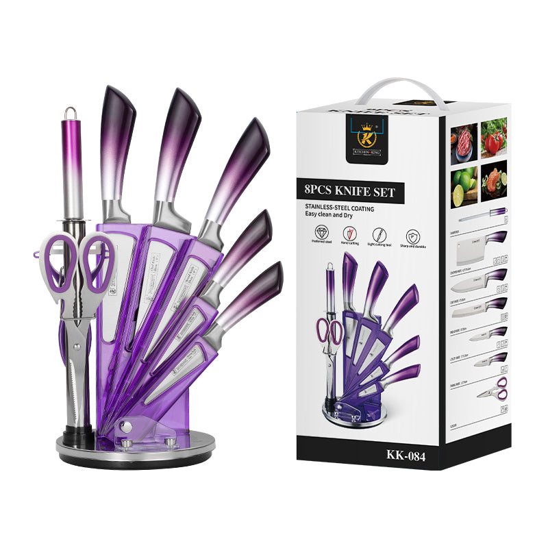 Jiameikang kitchen knife-purple gradient 9-piece set