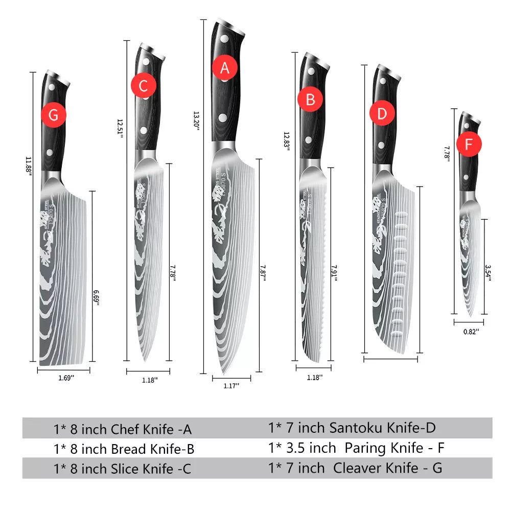 Kitchen Knife Set,DFITO 6-PCS Chef Knife Set, Cutlery Set Gift