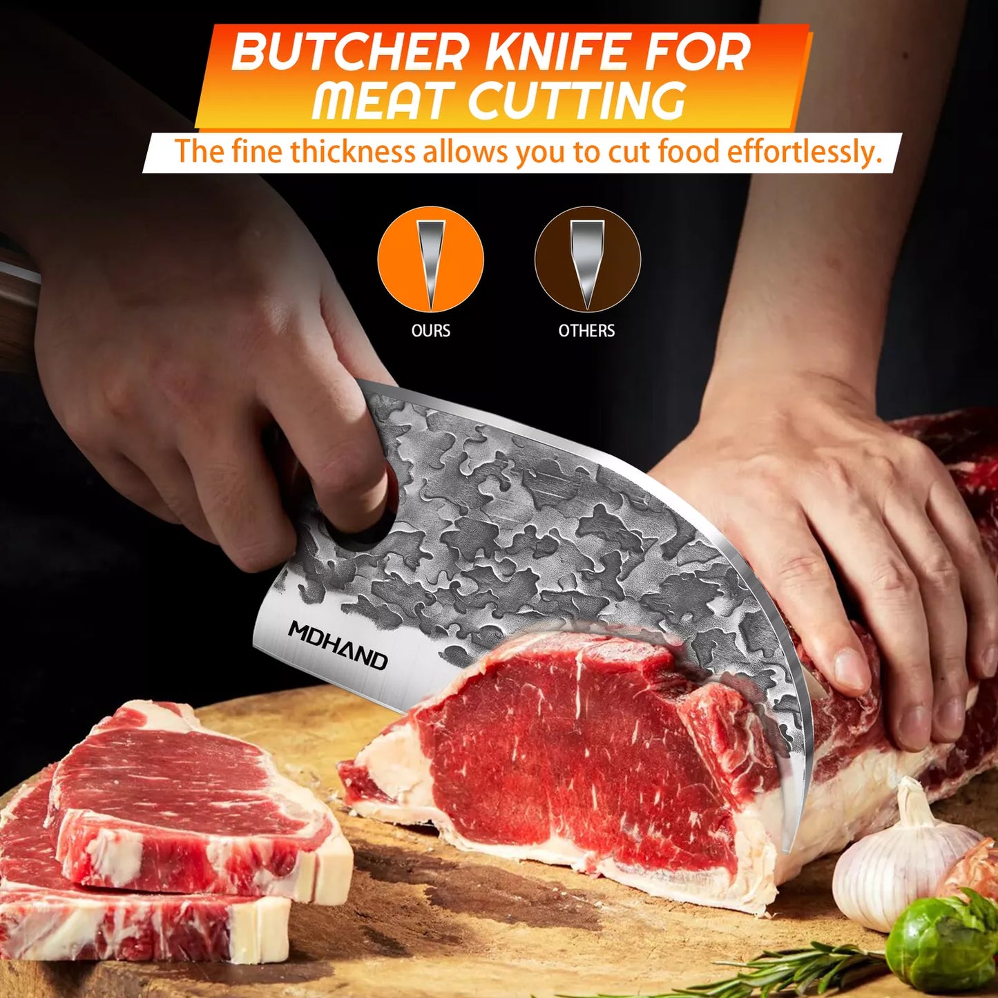 14PCS Serbian Butcher Knife Set Hand Forged Kitchen Chef Knife Cleaver Chopping