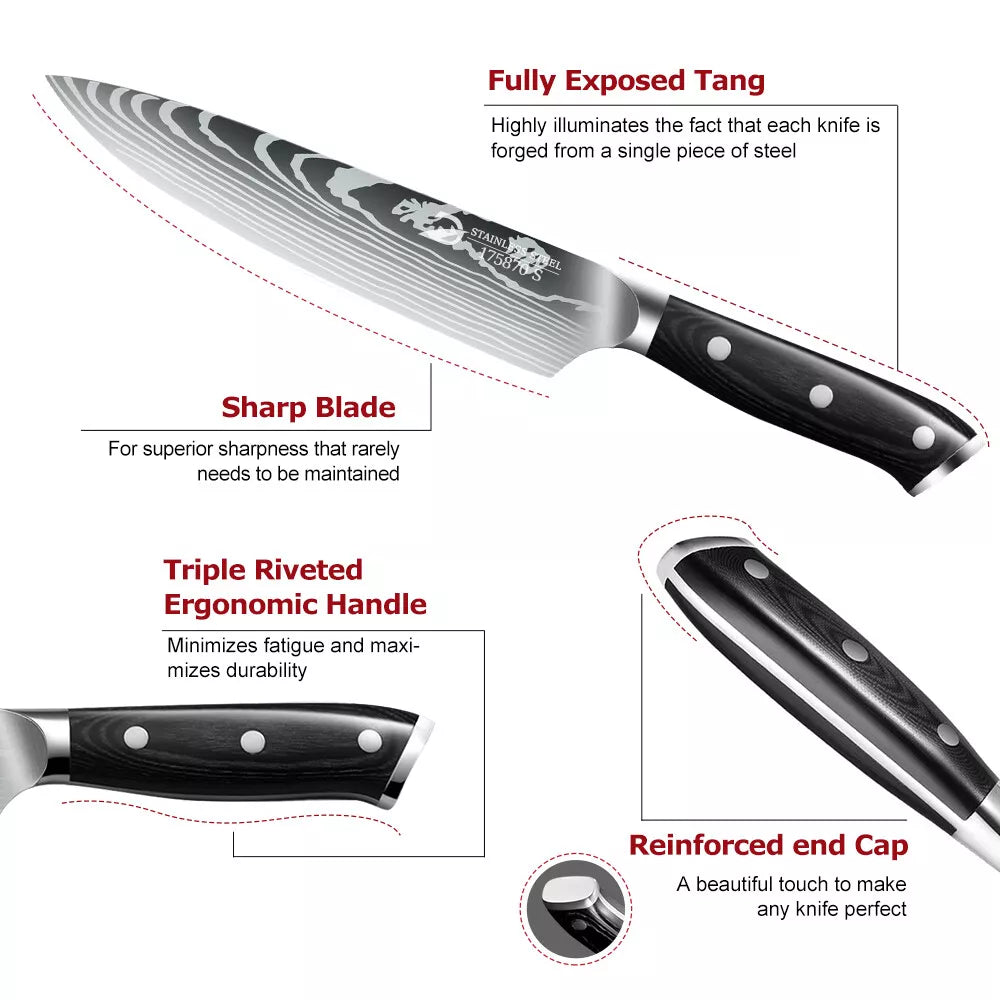 Kitchen Knife Set,DFITO 6-PCS Chef Knife Set, Cutlery Set Gift