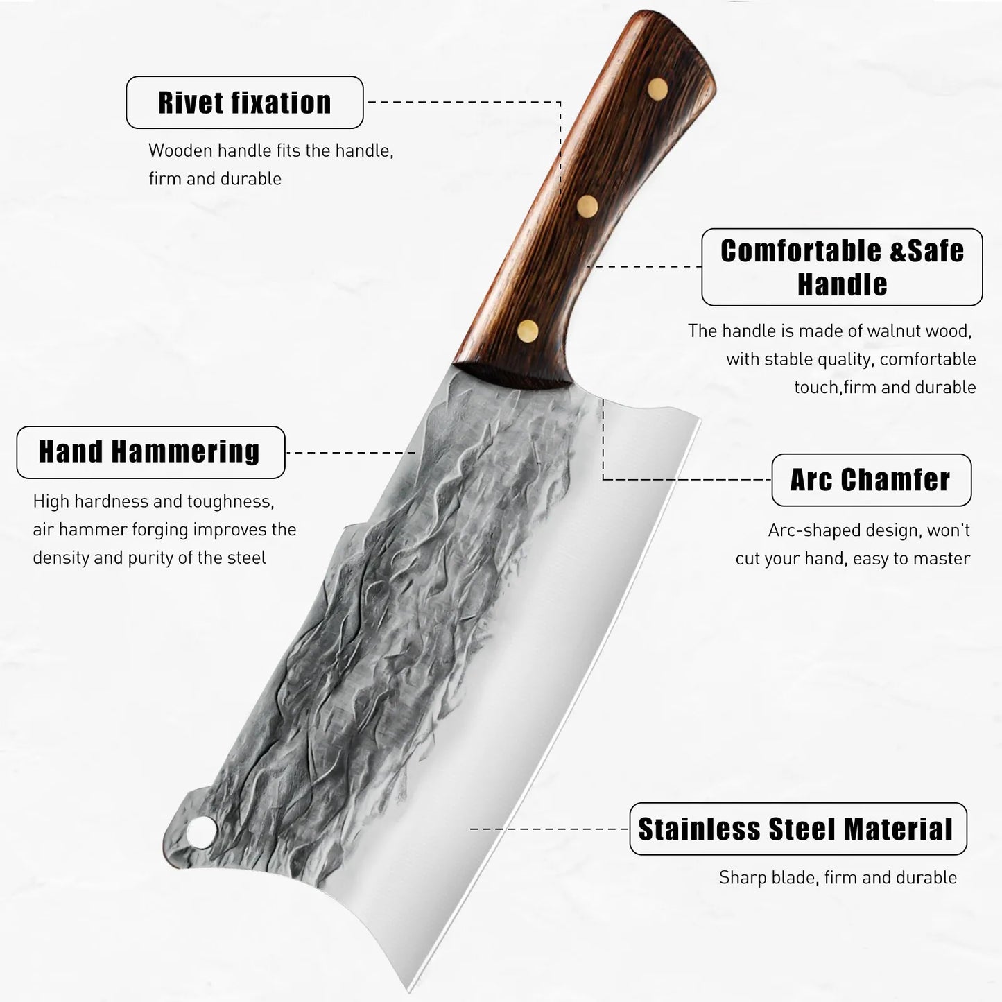 Forged Cleaver Handmade Kitchen Set Meat chopping Stainless Steel Butcher Knife
