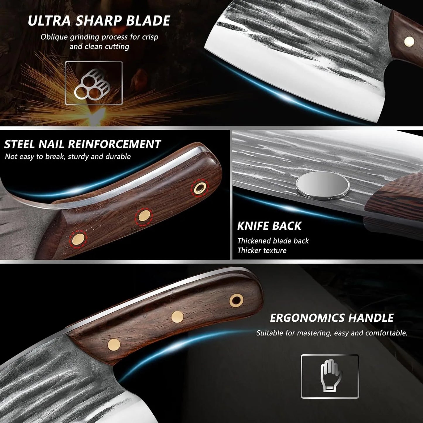 HAND FORGED DAMASCUS STEEL CHEF KNIFE SET KITCHEN KNIVES WITH LEATHER ROLL BAG