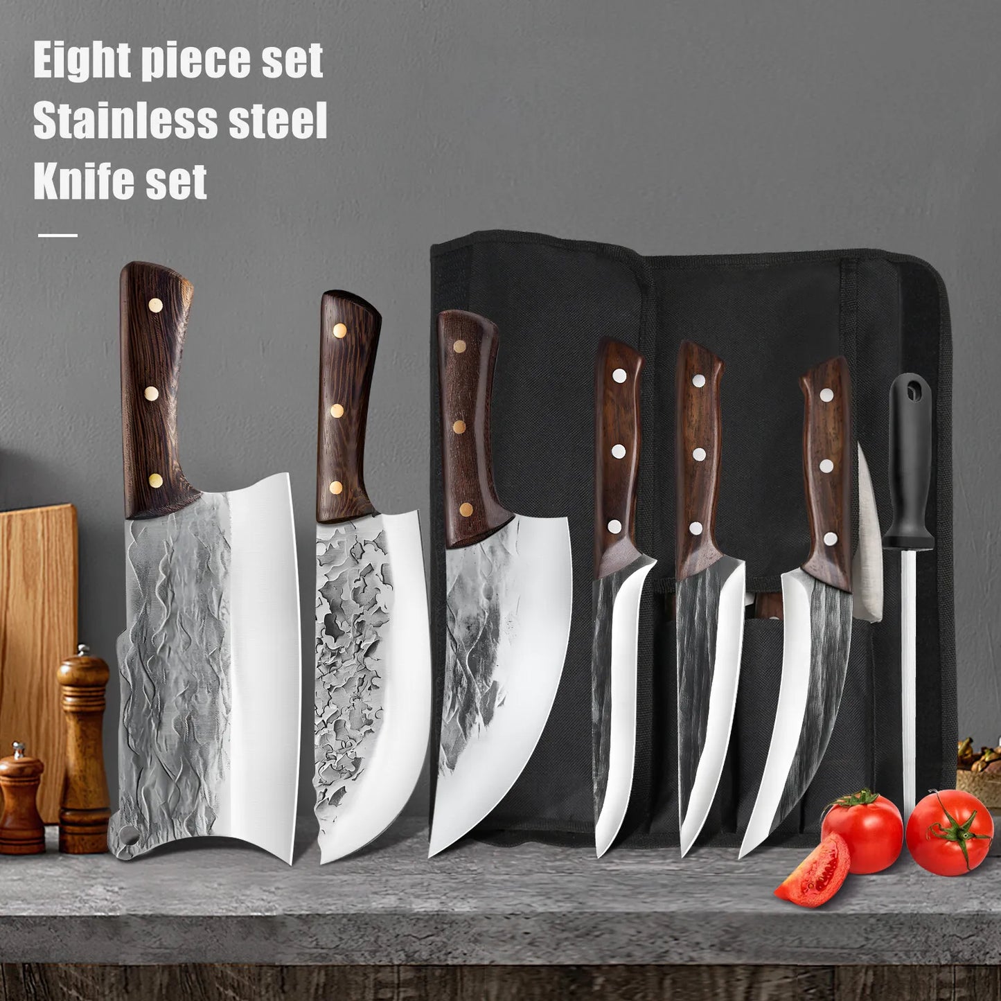 Forged Cleaver Handmade Kitchen Set Meat chopping Stainless Steel Butcher Knife