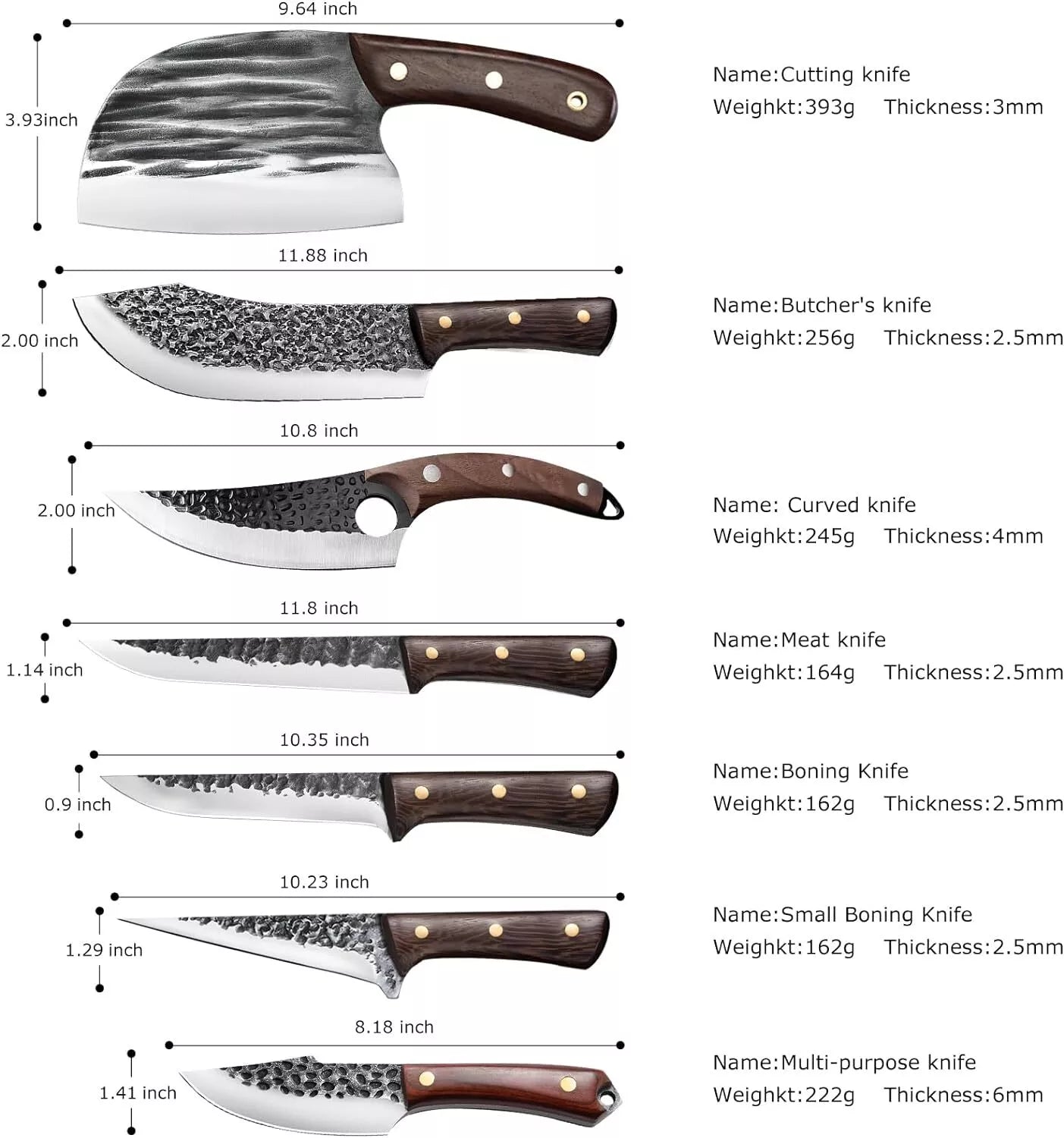 HAND FORGED DAMASCUS STEEL CHEF KNIFE SET KITCHEN KNIVES WITH LEATHER ROLL BAG