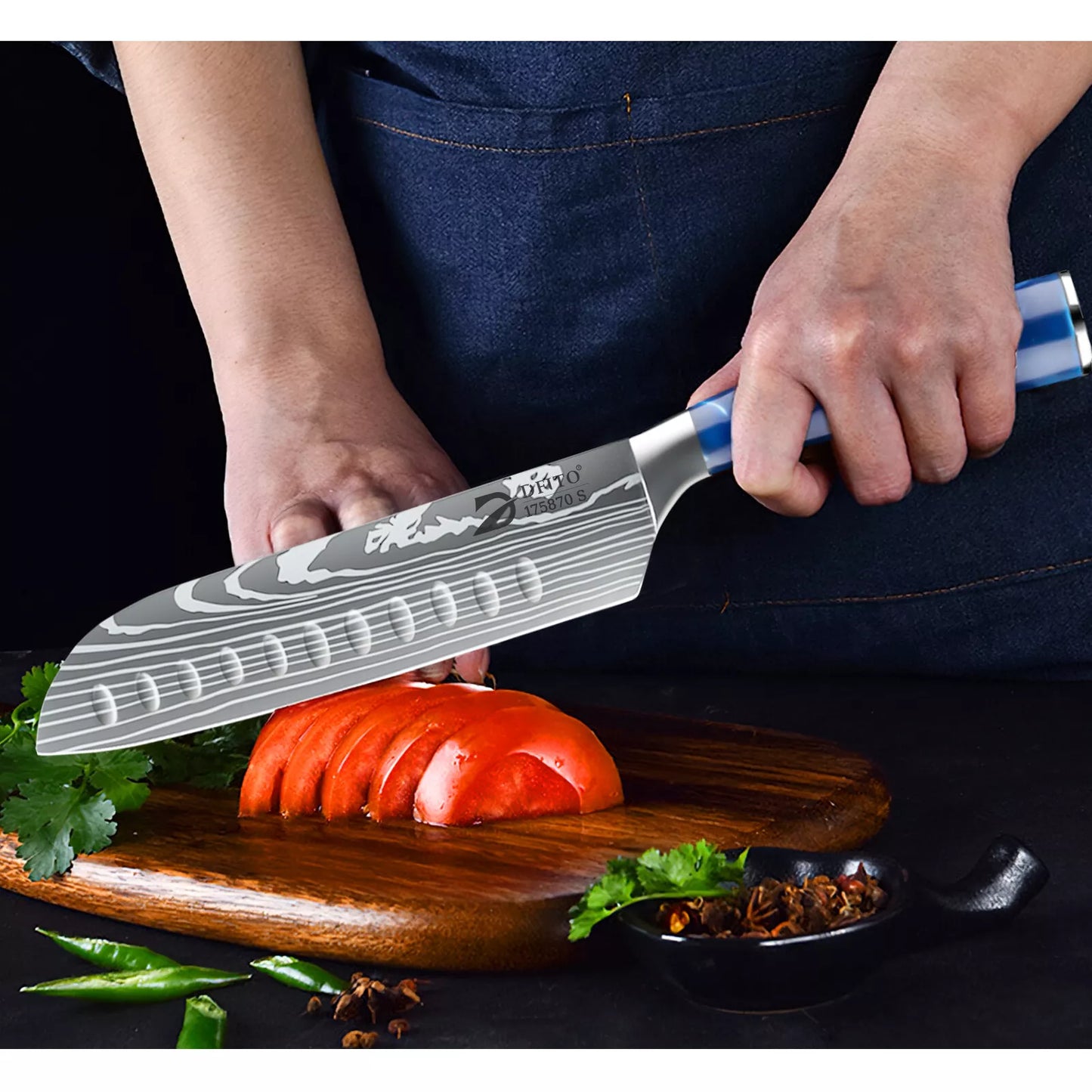 Kitchen Knife Set,DFITO 8 Pcs Professional Chef Kitchen Knife Set, Stainless Steel Cooking Knife Set, Blue
