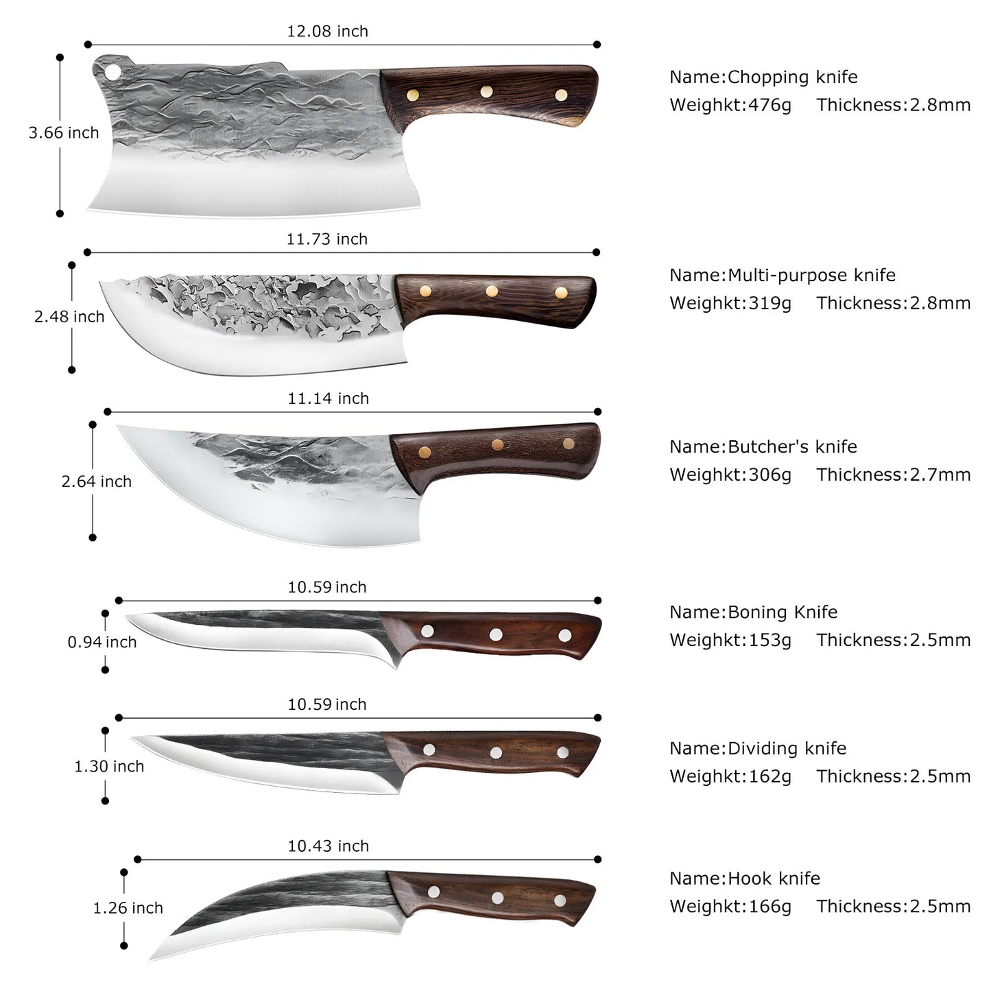 Forged Cleaver Handmade Kitchen Set Meat chopping Stainless Steel Butcher Knife