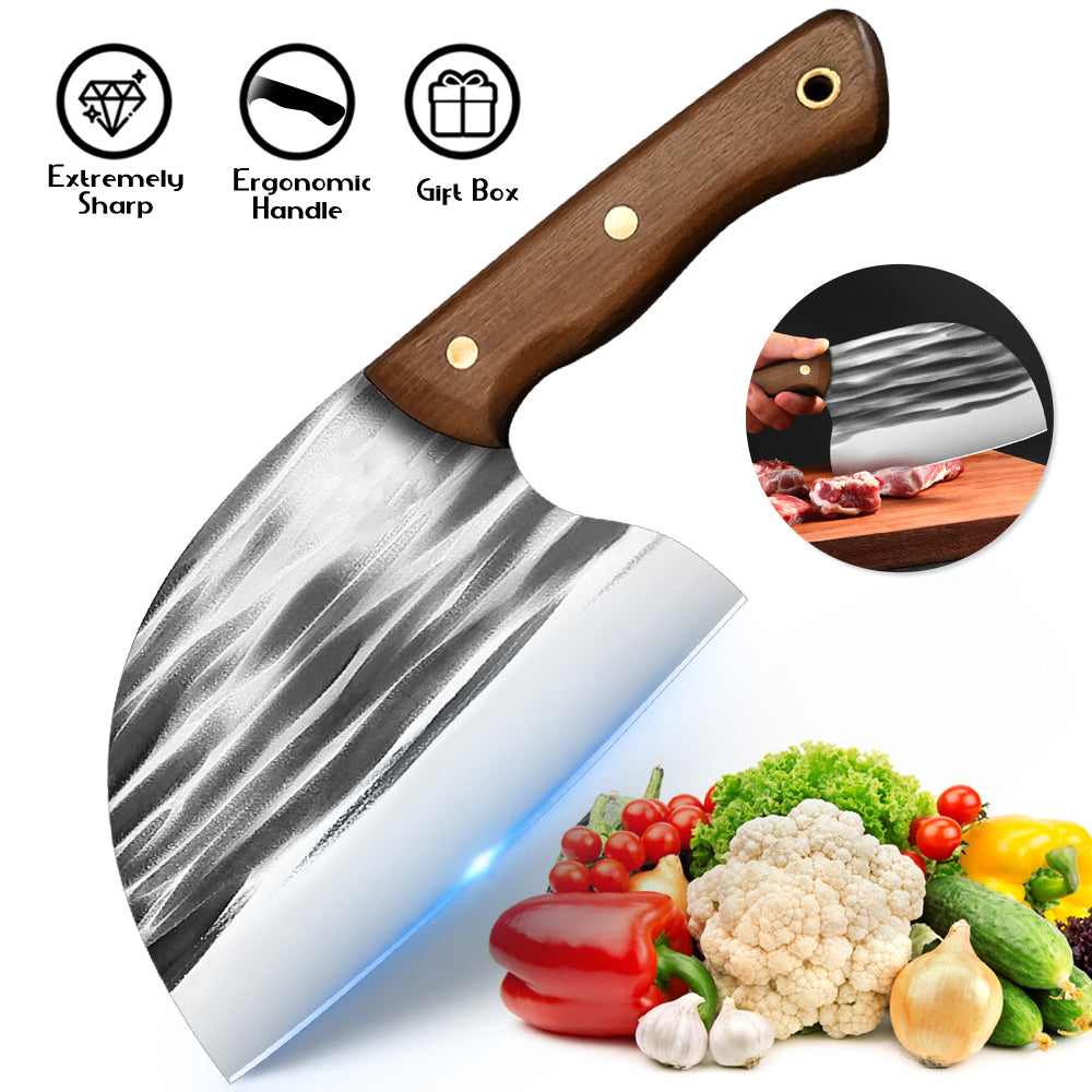 Chef Knife Meat Cleaver Knife for Meat Cutting with Sheath Kitchen Knives for Home, Outdoor Cooking, Camping
