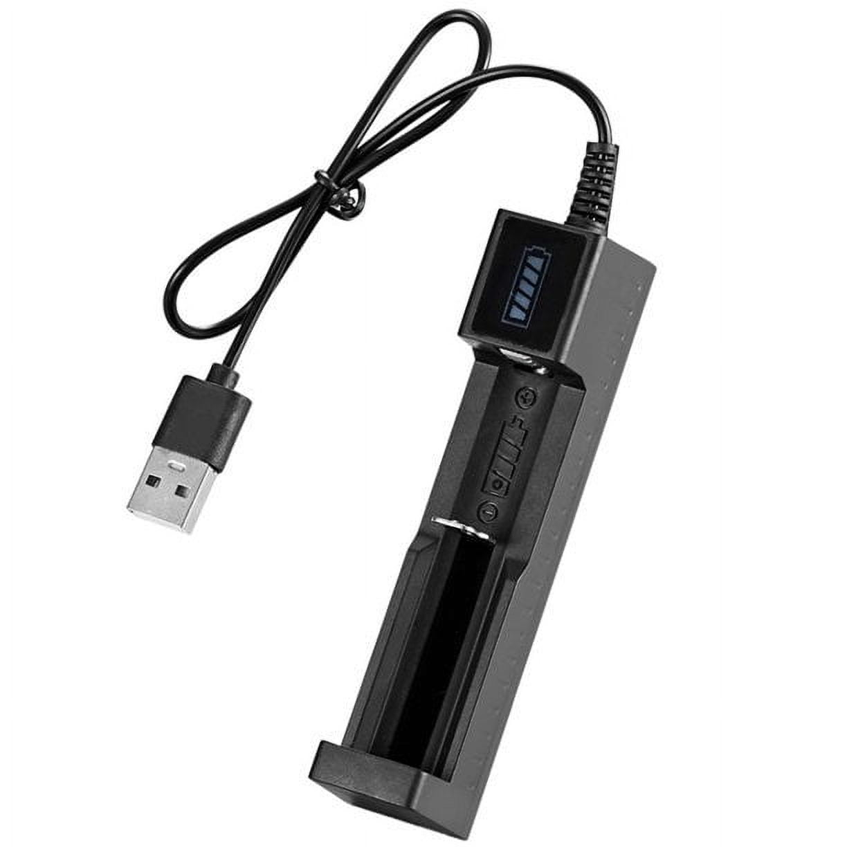 1-Bay Universal Battery Charger for Li-ion Rechargeable Batteries, Portable Charger for Batteries Sizes 18650