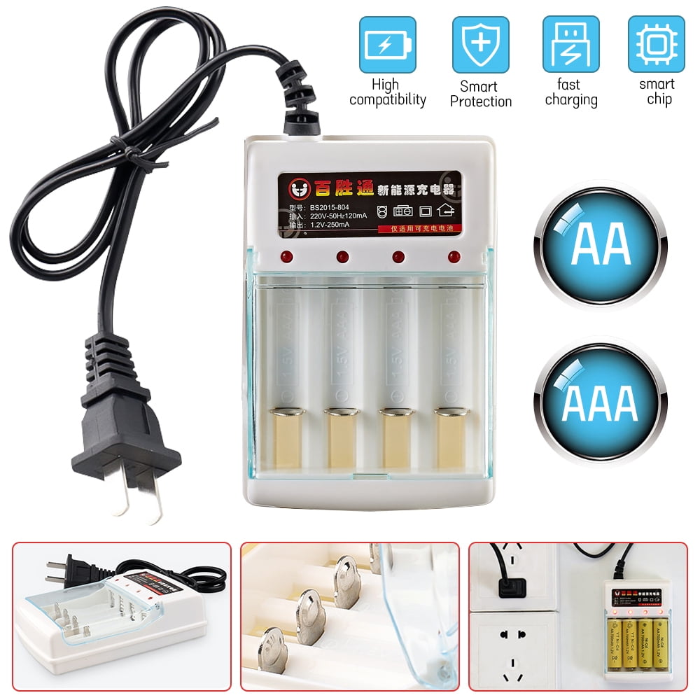 DFITO 4 Slots 1.5V AA/AAA Rechargeable Battery Charger Smart Charger Cable