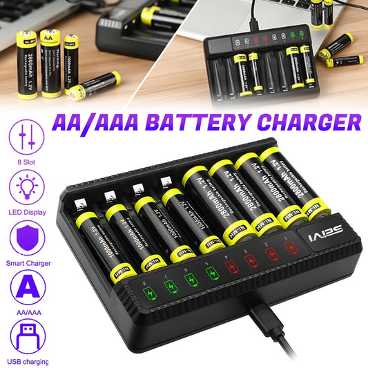 DFITO 8 Slot Battery Charger For NiMH AA AAA Rechargeable Batteries Smart Fast Charger(Batteries not included)